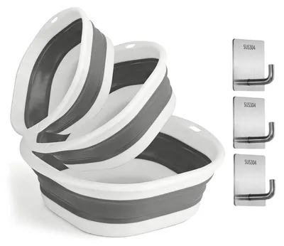 Productafbeelding van Opvouwbare wasbak - Set van 3 - Draagbare afwasbak - 3 stuks