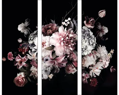 Produktbild von Glasbild Baroque Flowers IX 3er-Set 3x 30x80 cm