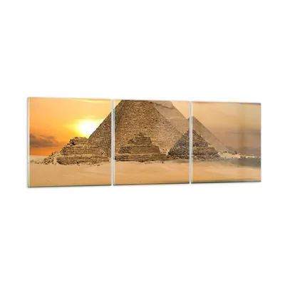 Produktbild von Bilder auf glas - Pyramide ägypten wüste - 150x50cm - Glasbilder - Wandbilder - Kunstdruck - zum Aufhängen bereit - Wanddekoration aus Glas - Glas Bilder - Wandbild auf Glas - 3 Teile - GCA150x50-2196