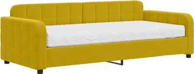 Imagen del producto de Cama de día vidaXL con colchón, color amarillo, 90x200 cm, tapizada en terciopelo