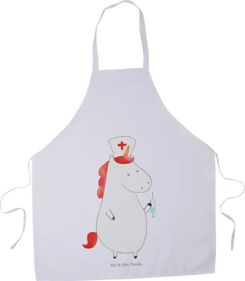 Produktbild von Mr. & Mrs. Panda Kochschürze Einhorn Krankenschwester - Weiß - Geschenk, Krankenpflegerin, Unicorn, Krankenhaus, Ärztin, Küchenschürze, Kochbekleidung, Krankenpfleger