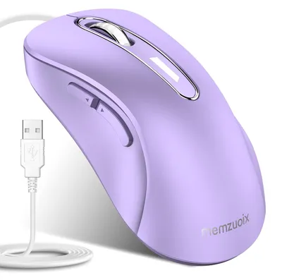 Obrázek produktu pro USB myš s kabelem - optická drátová počítačová myš s rozlišením 1400 DPI - barva: lila