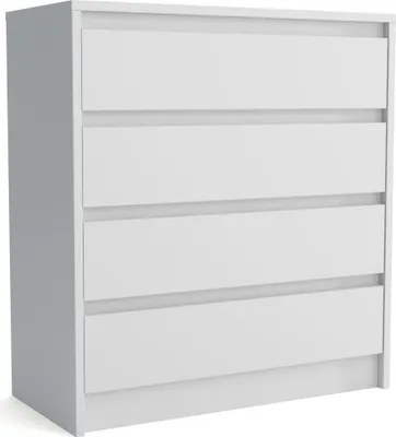Produktbild von Masseno Kommode ASTORRE 75 cm Sideboard mit 4 Schubladen für Wohnzimmer Schlafzimmer Modern 75x35x82 cm Weiß / Weiß
