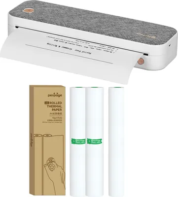 Produktbild von PeriPage A4 Papierdrucker Thermodrucker Bluetooth Drahtloser Mobiler mit 2* Langlebiges Thermopapier (210x30mm)für 10-15 Jahre und 1 Rolle Thermopapier, 210 mm Mini Mobiler Fotodrucker USB BT Anschluss Unterstützung 2''/3''/4'' Papierbreite Druck PDF Datei Webseite Vertrag Bild Kompatibel mit Android iOS