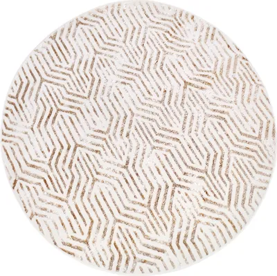 Produktbild von Tapiso Teppich CRYSTAL Rund Creme Beige Wohnzimmer Schlafzimmer 160 x 160 cm