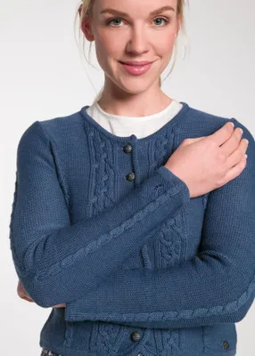 Produktbild von BONN Damen Strickjacke Wolljanker Janker Trachten jacke, Farbe:Blau, Größe:40/L