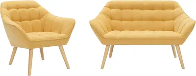 Produktbild von Sofa 2-Sitzer & Sessel - Stoff - Senfgelb - CASERTA