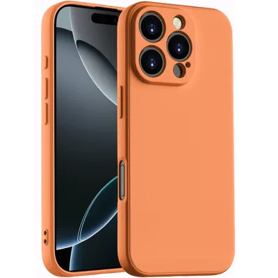 Produktbild von Hülle für iPhone 16 Pro Max Slim Liquid Silikon Gel Gummi Stoßfest Schutzhülle Orange