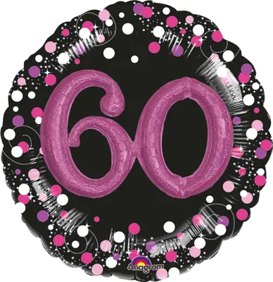 Produktbild von Pink 60th Birthday Folienballon 91cm