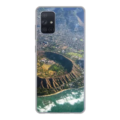 Produktbild von MuchoWow® Handyhülle Schutzhülle Hülle für Samsung Galaxy A51 Ein Luftbild von Honolulu und einem erloschenen Krater auf Hawaii Silikon Softcase Handy Hülle - Schutzabdeckung