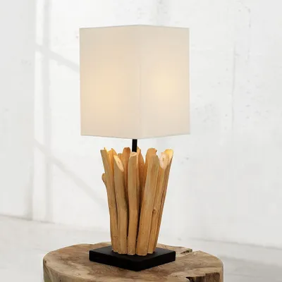 Produktbild von cagü: Unikat Tischlampe PENANG Weiß aus Treibholz handgefertigt 45cm Höhe