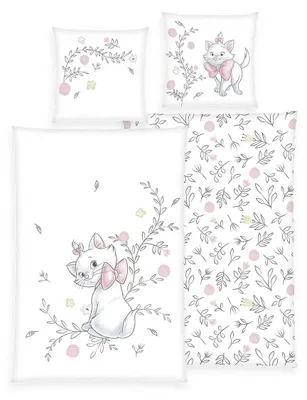 Produktbild von Disney Aristocats Renforcé - Bettwäsche 135x200 80x80 cm rosa weiß Baumwolle