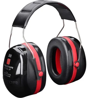 Produktbild von 10x 3M™ PELTOR™ Optime™ III Kapselgehörschützer, schwarz/rot, Kopfbügel, H540A-411-SV | Packung (20 Stück)