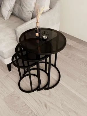 Obrázok produktu pre Skye Decor, Kvalitný konferenčný stolík (3 časti) – čierna a tmavohnedá farba, 100% melamín