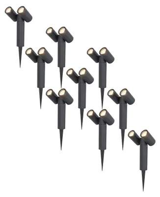 Image de HOFTRONIC - Spot à piquet LED double Pinero 8W 690lm 4000K IP65 Noir