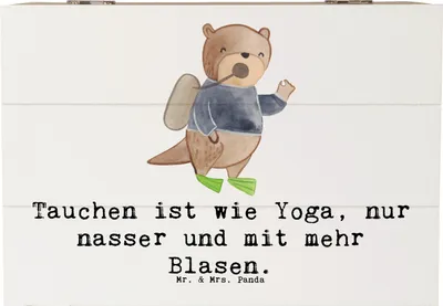 Produktbild von Mr. & Mrs. Panda Geschenkbox Tauchen Yoga 22 x 15 cm - Weiß - Geschenk, Exploration, Unterwasser, fotobox, Unterwasserwelt, Teamsport, Box, Sportler, Erinnerungskiste