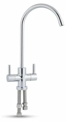 Produktbild von Umkehrosmose Design Doppelwasserhahn 2-Wege-Hahn verchromt mit Keramikventil für 1/4' Schläuche
