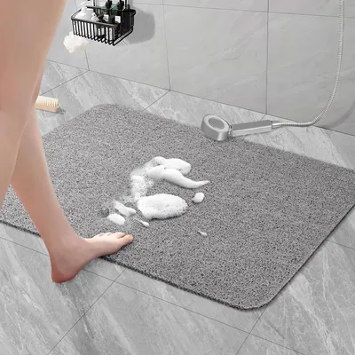 Immagine prodotto di Tappetino da doccia antiscivolo in loofah, 60 x 40 cm, lavabile e ad asciugatura rapida, colore grigio