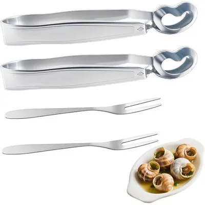 Produktbild von Set aus 2 Edelstahl Buffetzangen und 2 Edelstahl Schneckengabeln