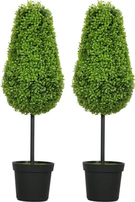 Zdjęcie produktu dla zestaw 2 sztucznych roślin bukszpanu 90 cm w kształcie łezki, plastikowe sztuczne rośliny w doniczce Nowoczesna dekoracja