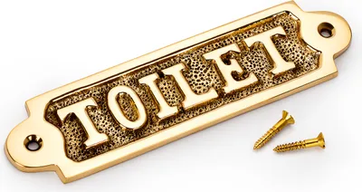 Produktbild von NKlaus Türschild Toilet aus Messing gold Toilettenschild 14x4cm WC Dekoration Schilder 11762