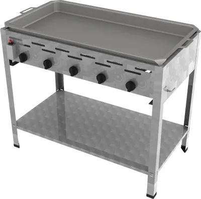 Produktbild von Gastro Gasgrill 5-flammig Edelstahl mit Piezozündung und Flammüberwachung