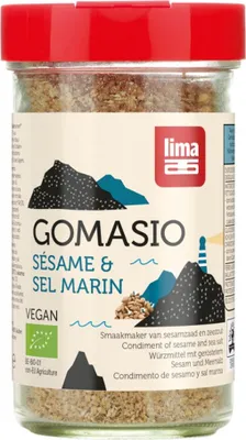 Produktbild von LIMA Gomasio, Körnige Gewürze, 100 g, Kardamom, Meersalz, This delicately flavoured seasoning is a 'salt' that does not limit itself to just salting your..., SESAME 94.5%, sea salt 5.5%., CE