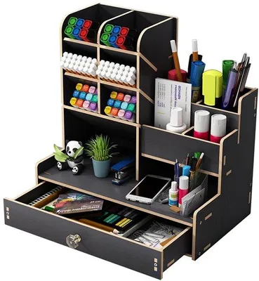 Imagen del producto de Soporte para lápices, organizador de escritorio. Objeto multifuncional para la organización de oficinas, tablero para escribir, estantería de almacenamiento con superficie de carga, ideal para hogares y escuelas