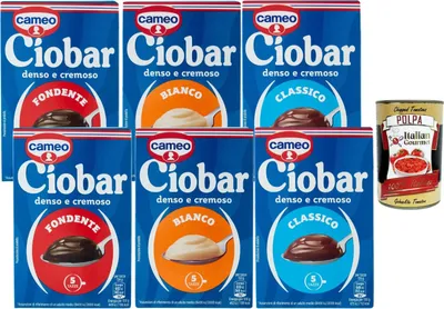 Produktbild von Cameo Ciobar Trinkschokolade Set Fondente Bianco Classico, 6er Mixpack je 5 Portionen (insgesamt 30 Tassen), dichte & cremige italienische Kakao-Desserts + Italian Gourmet polpa