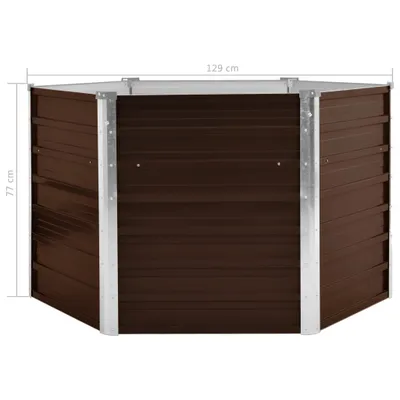 Immagine prodotto di vidaXL Letto da giardino rialzato Marrone 129 x 129 x 77 cm Acciaio zincato