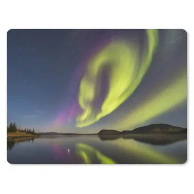 Produktbild von MuchoWow® Mauspad Mousepad Nordlichter - Schweden - Lila - Wasser - Grün 23x19 cm - Mousepads - Maus Mat - Pad - Mausunterlage - Schreibtischunterlage - Mauspad