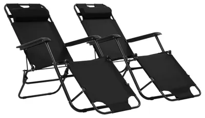 Image de Chaises longues - Chaises pliantes - Mobilier de jardin - Chaises de plage - Dossier réglable