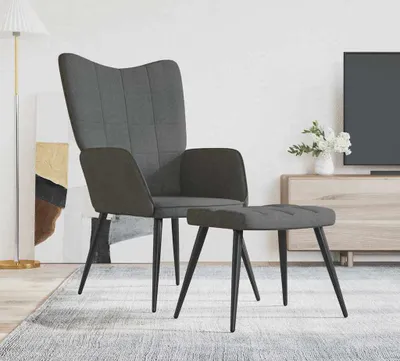 Produktbild von "2026 Promotion" Relaxsessel mit Hocker - Fernsehsesel - Dunkelgrau Stoff - Couchsessel CC13746