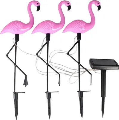 Produktbild von Lampe Strend Pro 7193, Flamingos, Pack. 3Stk, Solar, 18x6x52 cm, 3x2 LED, AA