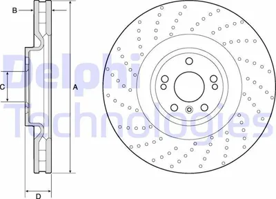 Produktbild von 2x DELPHI Bremsscheibe BG9185C passend für MERCEDES-BENZ M-Klasse (W166) 54 5mm