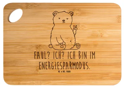 Produktbild von Mr. & Mrs. Panda Frühstücksbrettchen Eisbär Faul - Transparent - Geschenk, Arbeit, Büro, Homeoffice, Holzbrett, schneidbrett, Frühstücksbrett, Küchenbrett, Schneidebrett