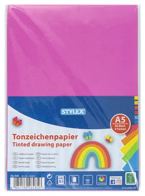 Produktbild von Tonzeichenpapier / DIN A5 / 200g / 40 Blatt / 5 Trendfarben