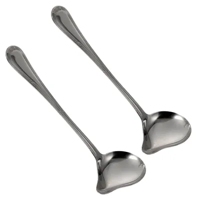 Produktbild von 2-teiliges Edelstahlbesteck mit Entenschnabellöffel Küchenlöffel Saucenlöffel Essbesteck aus robustem Edelstahl für den täglichen Gebrauch