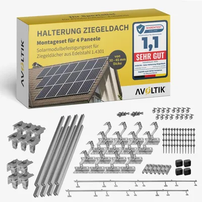 Produktbild von Avoltik Solar Halterung Ziegeldach Montageset Dach Befestigung für 4 Solarmodule