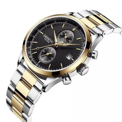 Produktbild von Dissing New Age Luxus Armbanduhr Herren Analog Quarzwerk mit Stoppuhr und Datumsanzeige