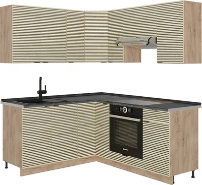 Produktbild von Eckküche Vicco Fame-Line Eiche Paneel/Goldkraft Eiche 190 x 60 cm , AP Anthrazit, Model 51552
