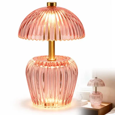 Produktbild von Tiffany Tischlampe Batterie, Bunte Glas Tischleuchte im Vintage Stil, LED Nachttischlampe Kabellos für Schlafzimmer Wohnzimmer Dekoration