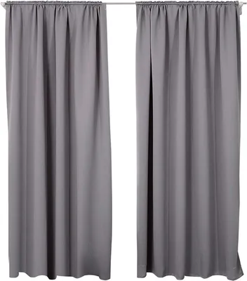 Produktbild von WOLTU 2er Set Gardine blickdicht 250 g/m² mit Kräuselband : Dunkelgrau 135x245 cm Farbe: Dunkelgrau Größe: 135x245 cm