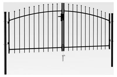 Produktbild von Doppelflügeltor mit Speerspitzen aus Stahl 3 x 1,25 m Schwarz