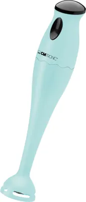 A mint green hand blender is shown against a white background.