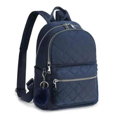 Produktbild von Daypack Cityrucksack, Damen Klein Rucksack, Nylon Wasserdicht Daypacks mit Anhänger Quaste hängen Tasche Diebstahlsicher Casual Daypack (Dunkelblau)