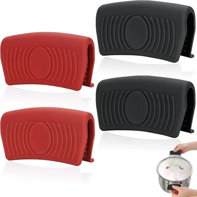 Produktbild von Silikongriffclips – Hitzeisolierung – rot/schwarz – Fingerschutz – Küche