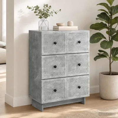 Zdjęcie produktu dla Komoda z szufladami vidaXL, kolor szary betonowy, 66 x 34,5 x 90 cm, materiał drewnopochodny