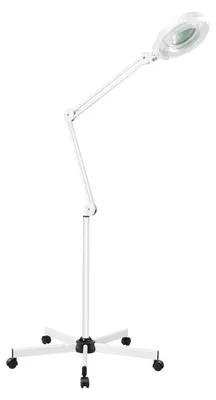 Produktbild von LED Lupenleuchte - Standlupe 8x Vergrößerung - 24W Ringlampe - 6000K Tageslichtweiß - Schwenkarm - Weiß