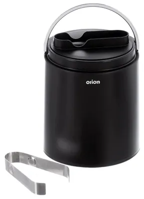 Image de Seau à glace en acier inoxydable avec couvercle et pince, 1,9 L, noir